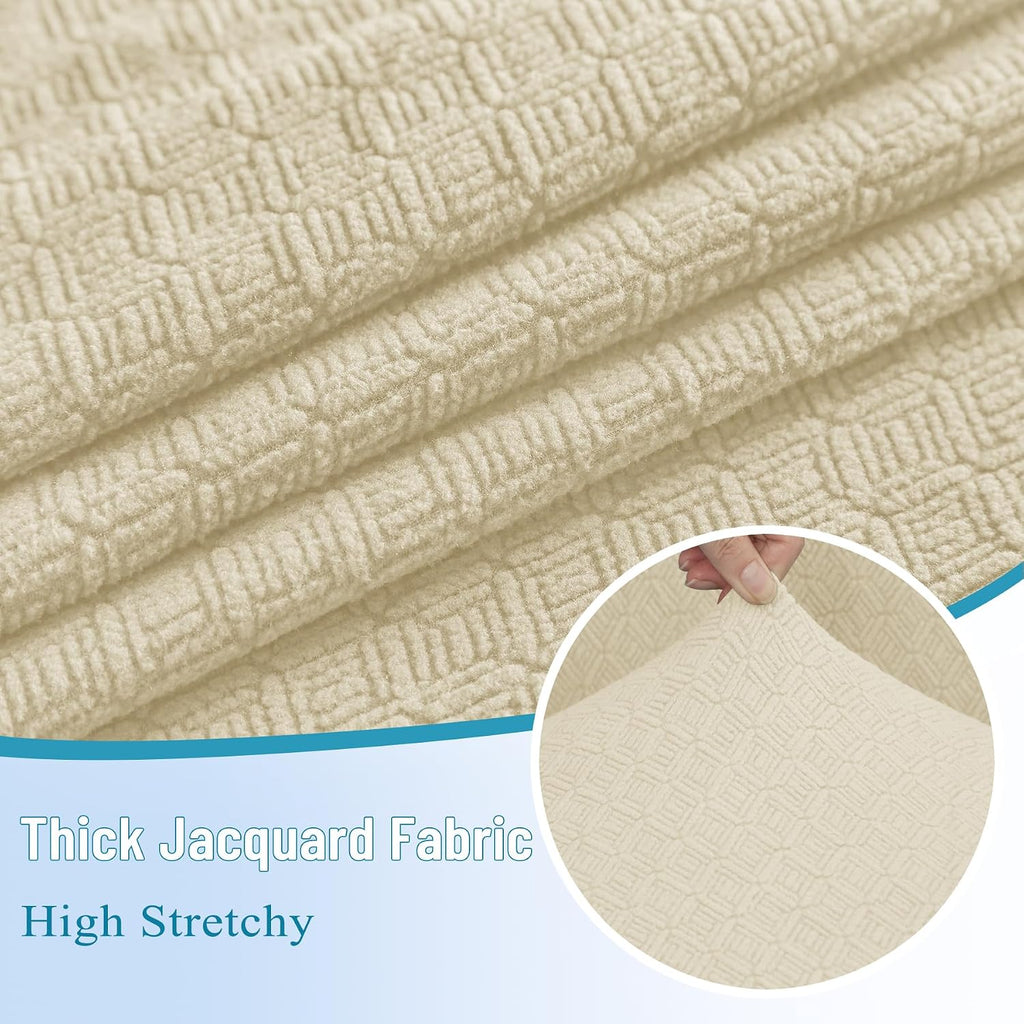 HDCAXKJ Waterproof Sectional Couch Cushion Covers 11 Pieces Stretch Jacquard L Shaped Corner Sofa Slipcover Back Cover Soft Sofa Seat Cushion Covers for Dogs Pet (5 Seater and 6 Backrest, Beige)