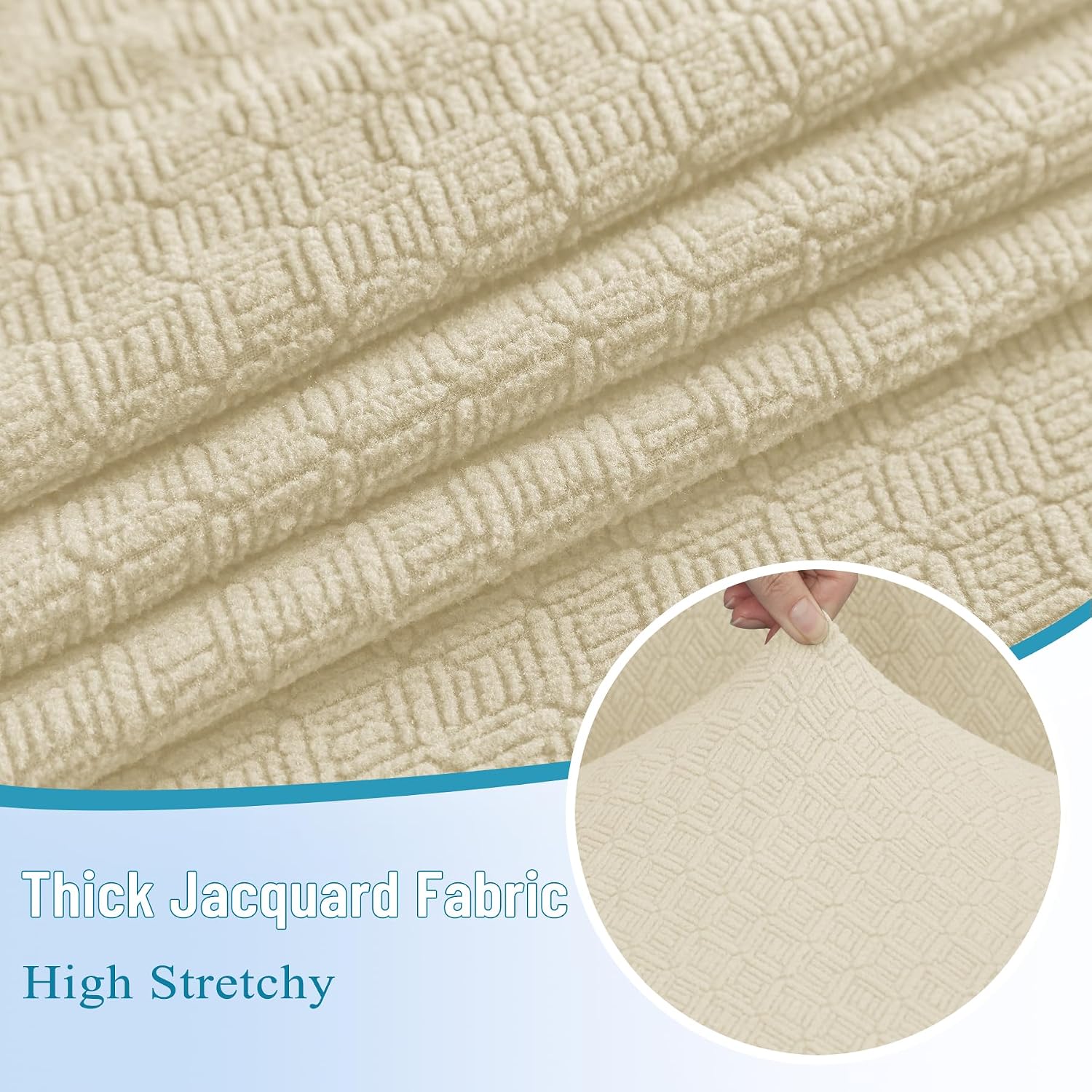 HDCAXKJ Waterproof Sectional Couch Cushion Covers 11 Pieces Stretch Jacquard L Shaped Corner Sofa Slipcover Back Cover Soft Sofa Seat Cushion Covers for Dogs Pet (5 Seater and 6 Backrest, Beige)