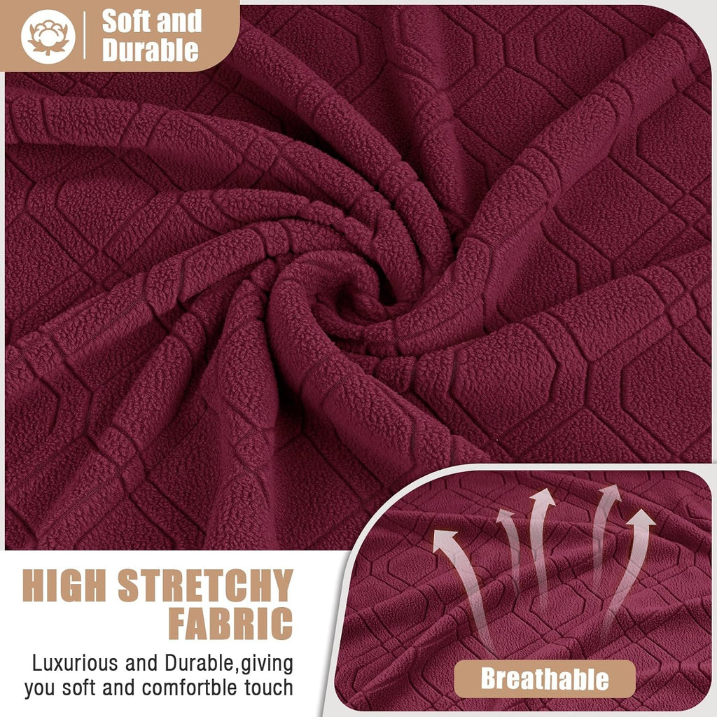 VANSOFY Extra Large Reclining Sectional Couch Covers, Washable 5-Piece Sofa Covers for L Shape Sectional Sofa Corner Seater, Thick, Soft Sofa Slipcovers (5 Seat Recliner Cover, Burgundy)