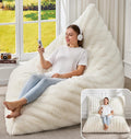 Hobestluk 3 in 1 Bean Bag Chair Giant Bean Bag Chairs for Adults with Ripple Cover Convertible Bean Bag Floor Cushion with Machine Washable Cover for Living Room (Ripple White)