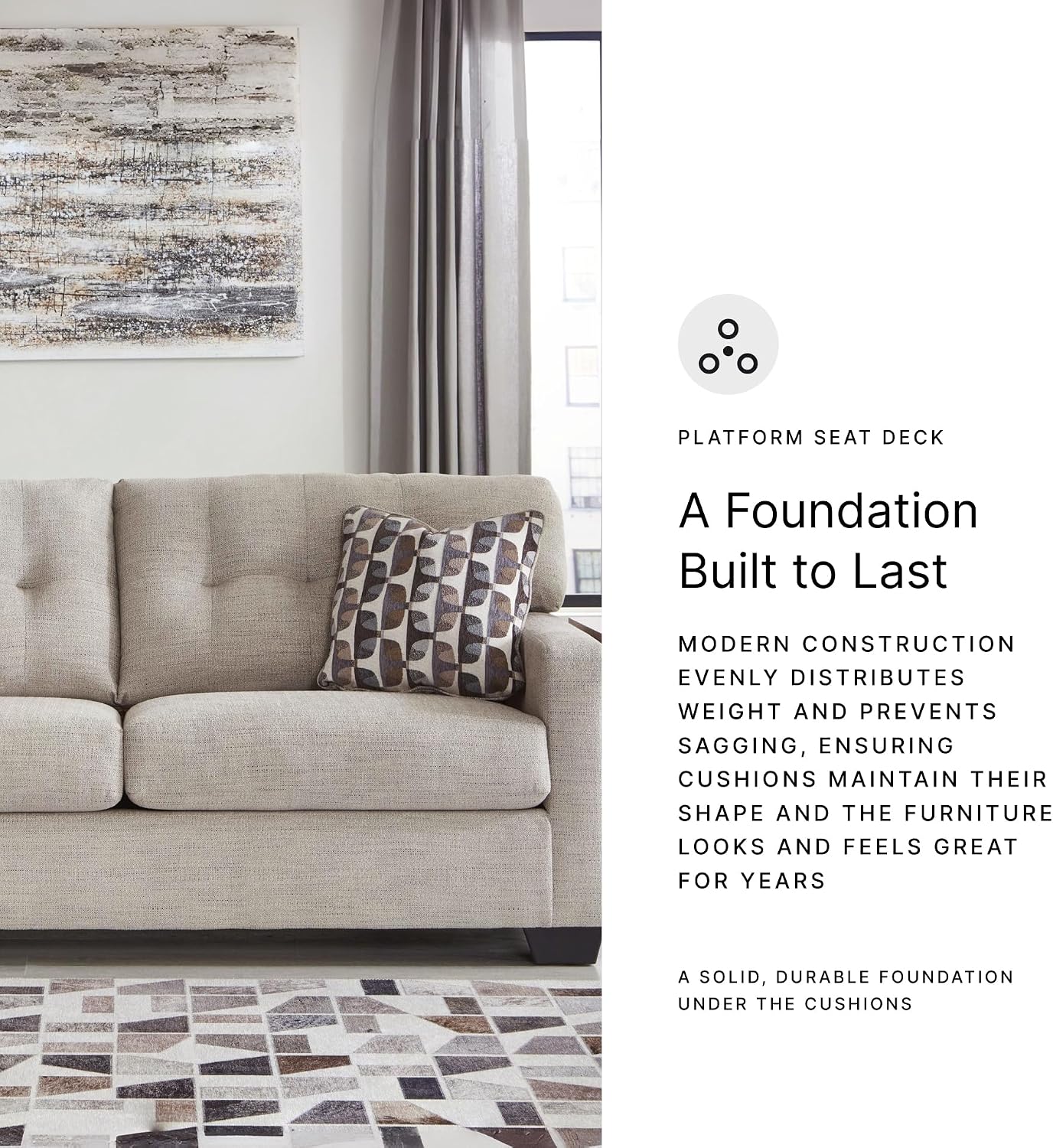 Signature Design by Ashley Mahoney Contemporary Tufted Sofa, Beige