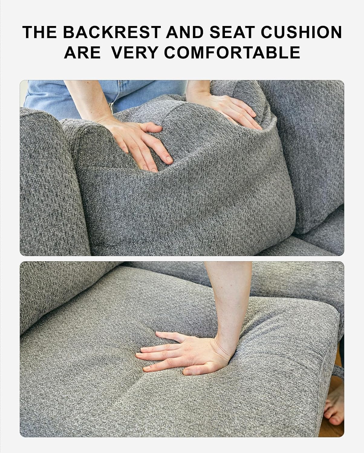 Belffin 45.6' Chenille Loveseat Module for Sectional Couch, 2-Seater Modular with Storage for Modular Sectional Sofa. Light Grey.
