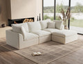 ohllob 110' Cloud Sectional Couches for Living Room, Convertible L-Shape Couch with Ottoman, 3 Seater Modular Sectional Sofa, Warm White