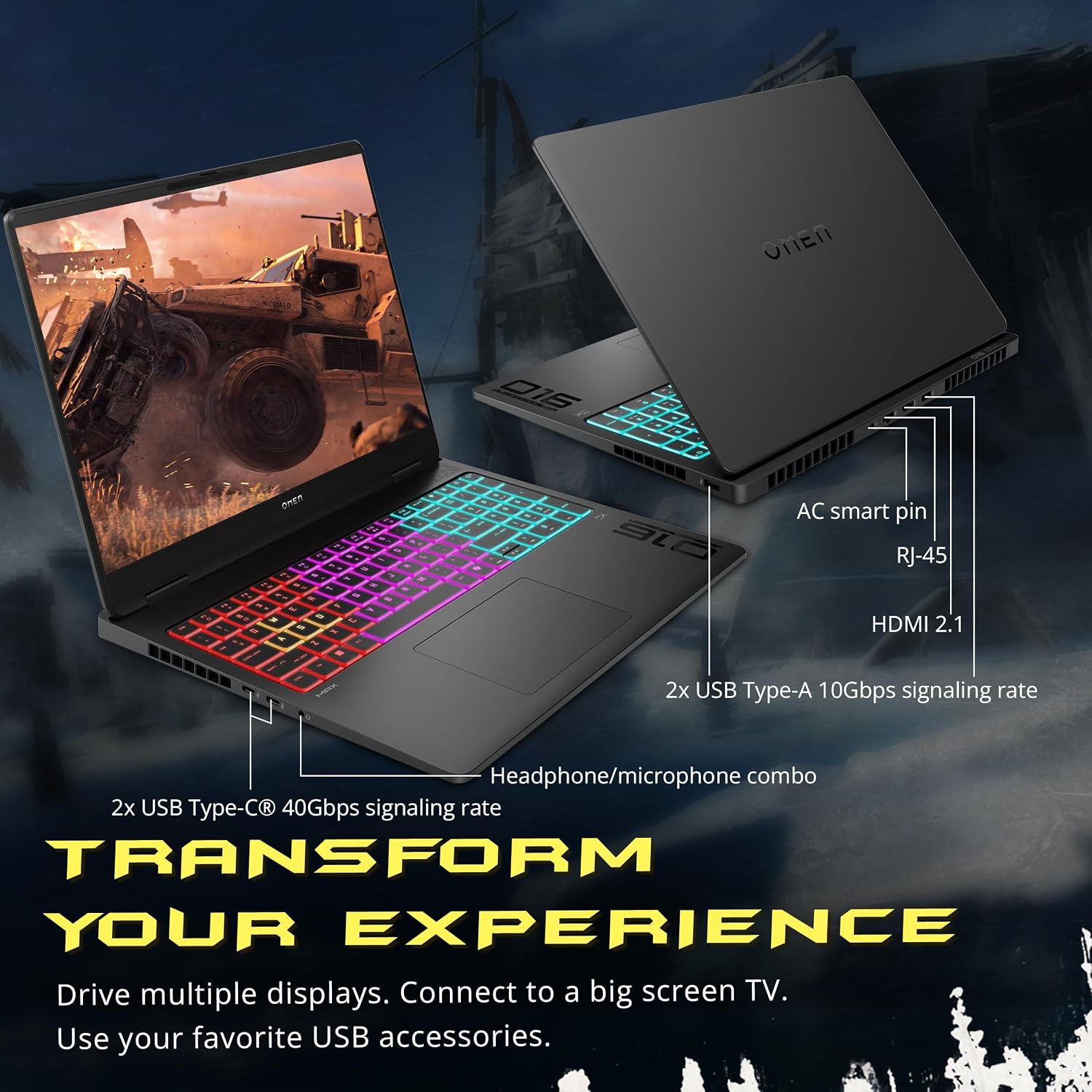 HP Omen MAX 16' WQXGA Gaming Laptop, AMD Ryzen AI 9 HX 375, NVIDIA GeForce RTX 5080 16GB GDDR7, 32GB DDR5, 2TB Storage (1TB SSD+1TB Docking Station), RGB Backlit Keyboard, FHD IR Camera, Win 11, Black