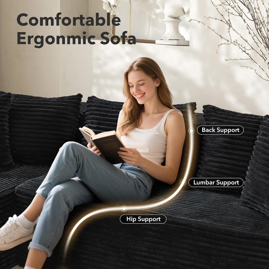 Modular Sectional Sofa Cloud Sectional Couch, 106' Comfy L Shaped Couches for Living Room,Oversized Sofa Sleeper with Deep Seat, No Assembly Required