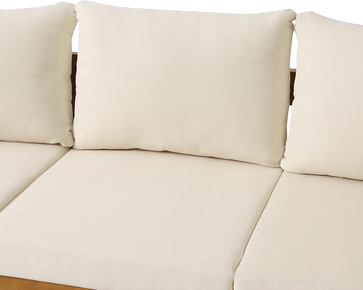 Brooklyn Outdoor 3 Seater Sofa with Cushions - Acacia Wood - Teak/Beige