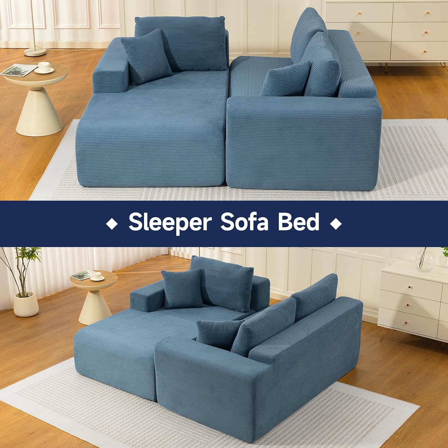Brage Living 2025 New 108' Cloud Couch Sectional, Comfy Boneless Modular Sectional Sofa with L-Shaped Chaise, Deep Seat Couch for Living Room, No Assembly Required (Blue, Left Facing Chaise)
