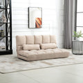 HOMCOM Convertible Floor Sofa Chair, Folding Couch Bed, Guest Chaise Lounge with 2 Pillows, Adjustable Backrest and Headrest, 51.25' L, Beige