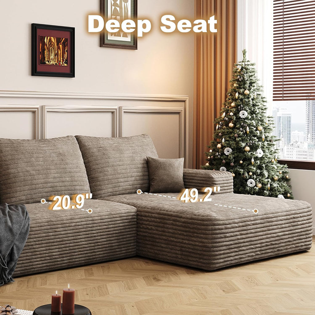 AUGOP 108' Sectional Couches for Living Room Modern Modular Sofa with L-Shape Couchs Upholstered Boneless Couch Deep Seat Sectional Couch with Chaise (Camel, Right Facing Chaise+2Seaters+1Ottoman)