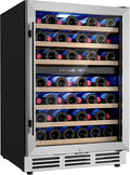 Icyglee 24 inch Wine Fridge Cooler, 54 Bottle Dual Zone Wine Fridge, 40-65°F Built in&Freestanding Under Counter Wine Refrigerator with glass door, Wine Cooler for Home Office, Safety Lock