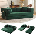 Carzzi-Life 79' Convertible Sofa Bed with Pillows, Corduroy Folding Sleeper Sofa with Fixed-Shape Frame, Boneless Couch for Living Room Bedroom, Floor Sofa Lounge No Assembly Required (Green)
