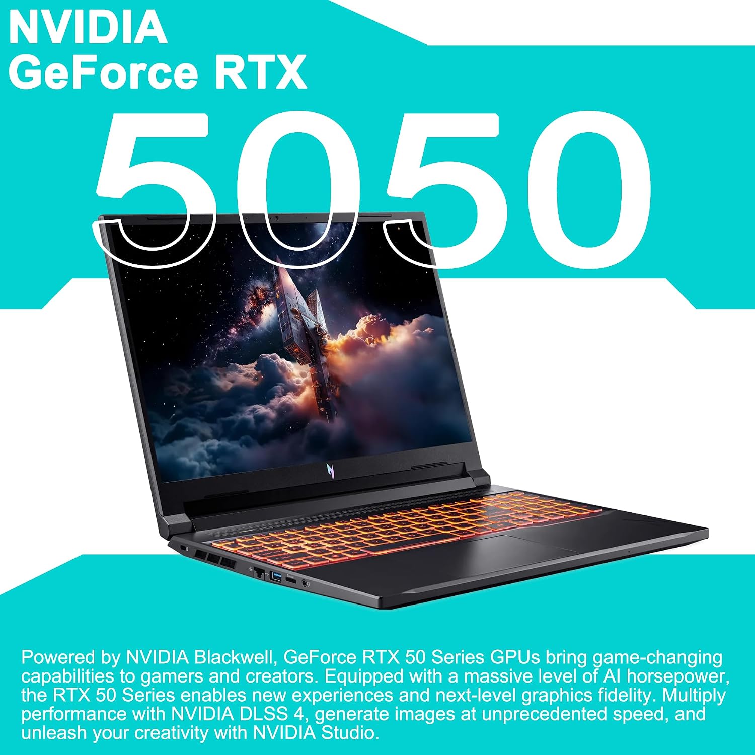 acer Nitro V 16 AI Gaming Laptop 16' WUXGA IPS 180Hz AMD Zen 4 Octa-Core Ryzen 7 260 64GB RAM 2TB SSD GeForce RTX 5050 (Up to 421 AI Tops) Backlit Wi-Fi6E Win11Pro w/ICP Hub
