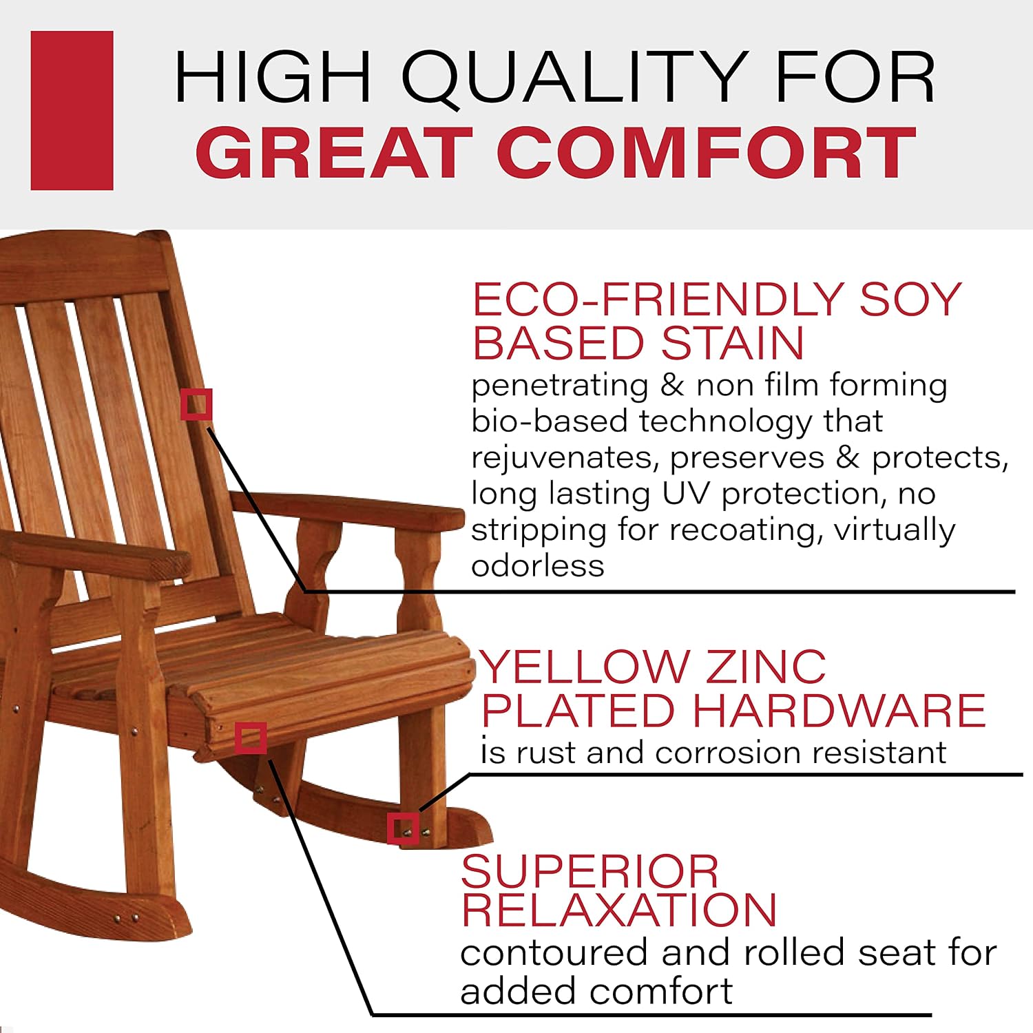 Amish Heavy Duty 600 Lb Mission Pressure Treated Rocking Chair (Cedar Stain)