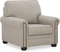 Signature Design by Ashley Gaelon Transitional Upholstered Chair with Nailheads, Light Gray