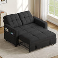 DWVO 3 in 1 Convertible Sleeper Sofa Bed, 55' Pull Out Sofa Bed with Adjustable Backrest and USB, Velvet Futon Couch with Side Pockets for Living Room, Black