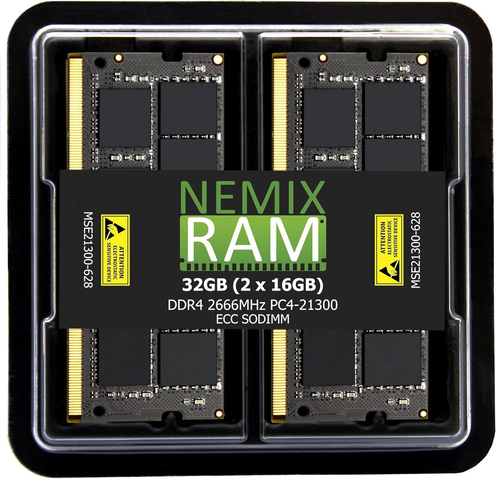 NEMIX RAM 32GB (2X16GB) DDR4 2666MHZ PC4-21300 2Rx8 1.2V CL19 260-PIN ECC Unbuffered SODIMM NAS Memory KIT Compatible with Synology DiskStation DS3617xsII