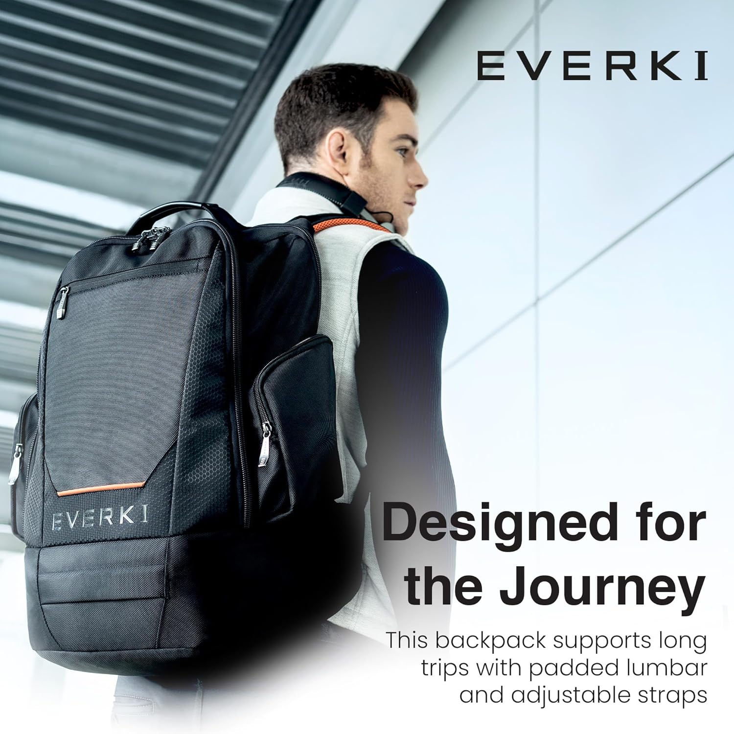 EVERKI ContemPRO 117 42L Laptop Backpack – Business Travel Backpack Carry On Flight Approved for Gaming Laptop & Travel Essentials with Water-Resistant Rain Cover, Fits Laptops up to 18.4' – Black
