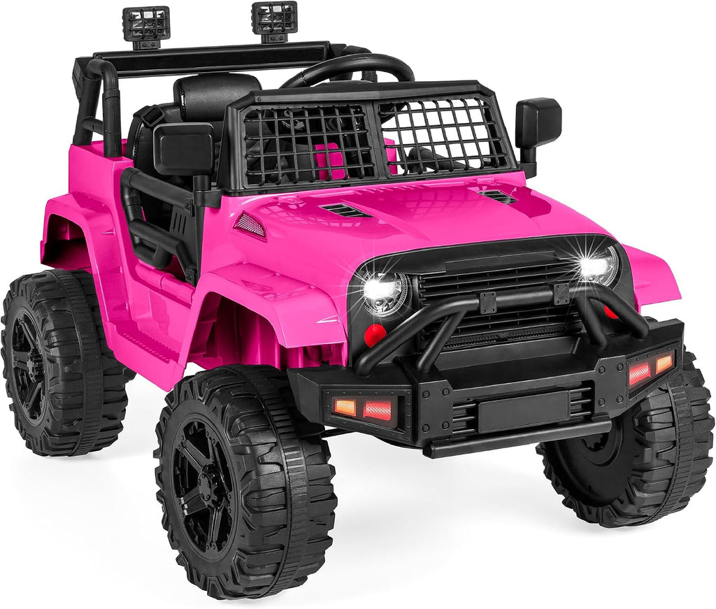Best Choice Products 12V Kids Electric Vehicle Toy Ride On Car with Parent Remote Control for Toddlers, Seat Harness, 61 lbs Weight Capacity, Locking Doors, Spring Suspension, Bluetooth - Hot Pink