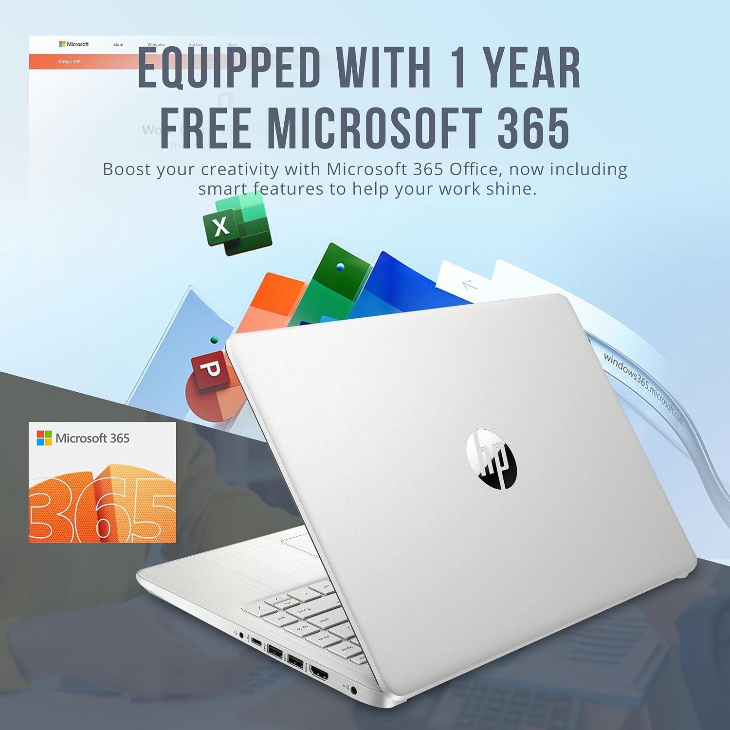 HP Stream 14' HD BrightView Laptop, Intel Celeron N4120, 16GB RAM, 288GB Storage (128GB eMMC + 160GB SSD Docking Station Set), Intel UHD Graphics, HD Webcam, Wi-Fi, 1 Year Office 365, Win 11 S, Silver
