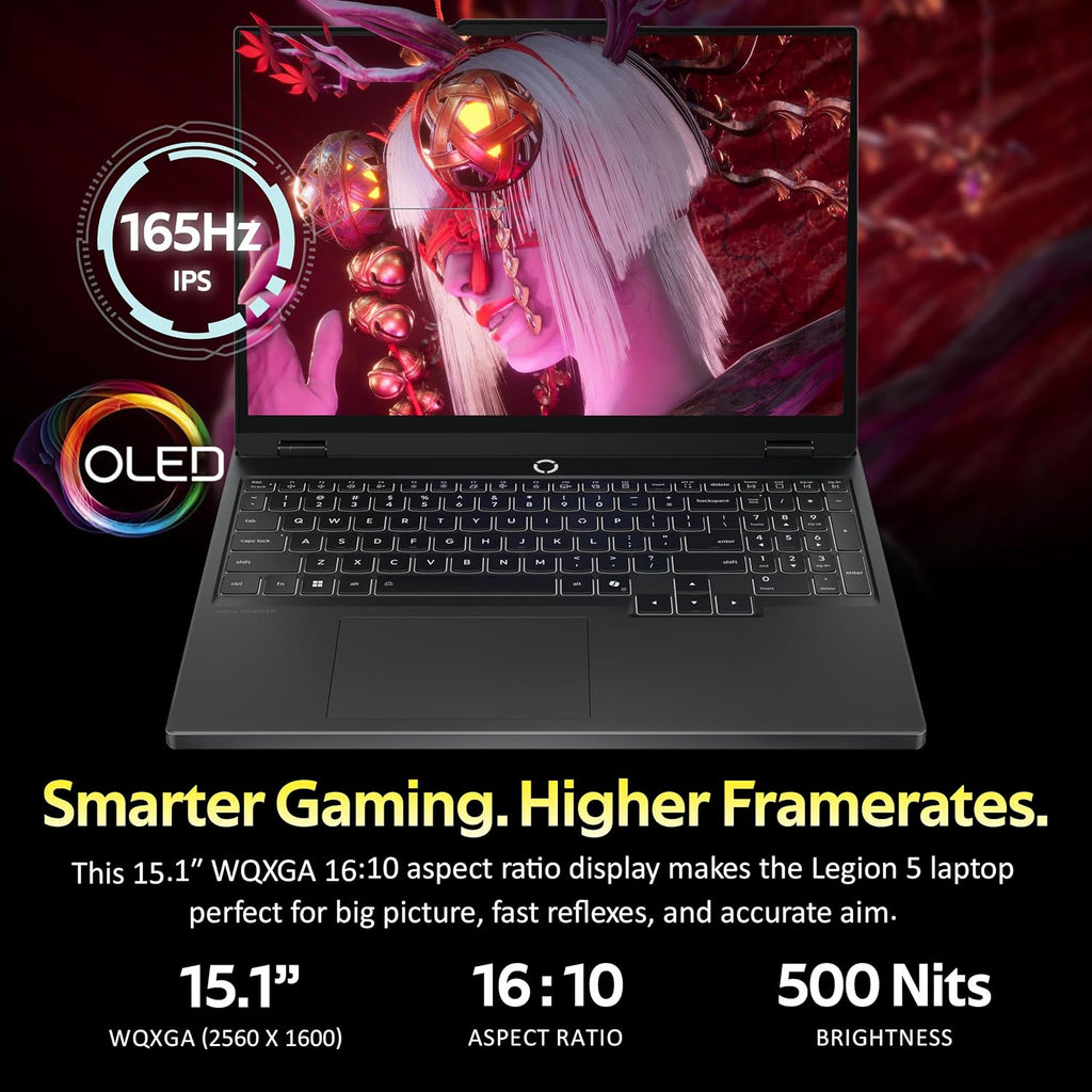 Lenovo Legion 5 15.1' WQXGA 165Hz Gaming Laptop, AMD Ryzen 7 260, NVIDIA GeForce RTX 5060 GDDR7, 64GB DDR5, 2TB SSD, 24-Zone RGB Backlit Keyboard, Wi-Fi 7, Win 11, Black, 1TB Docking Station Set