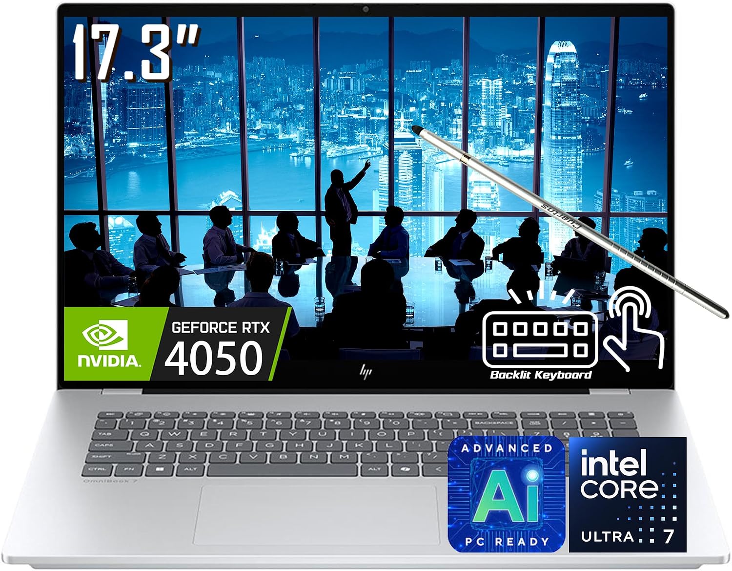 HP OmniBook 7 17.3'(Next Gen Envy17) Touchscreen Business Laptop, GeForce RTX 4050, Intel Evo Core Ultra 7 Series 2 258V(>Ultra 9 185H), Copilot+ AI, Backlit KB, W/Stylus, Win11 Home(32GB|1TB SSD)