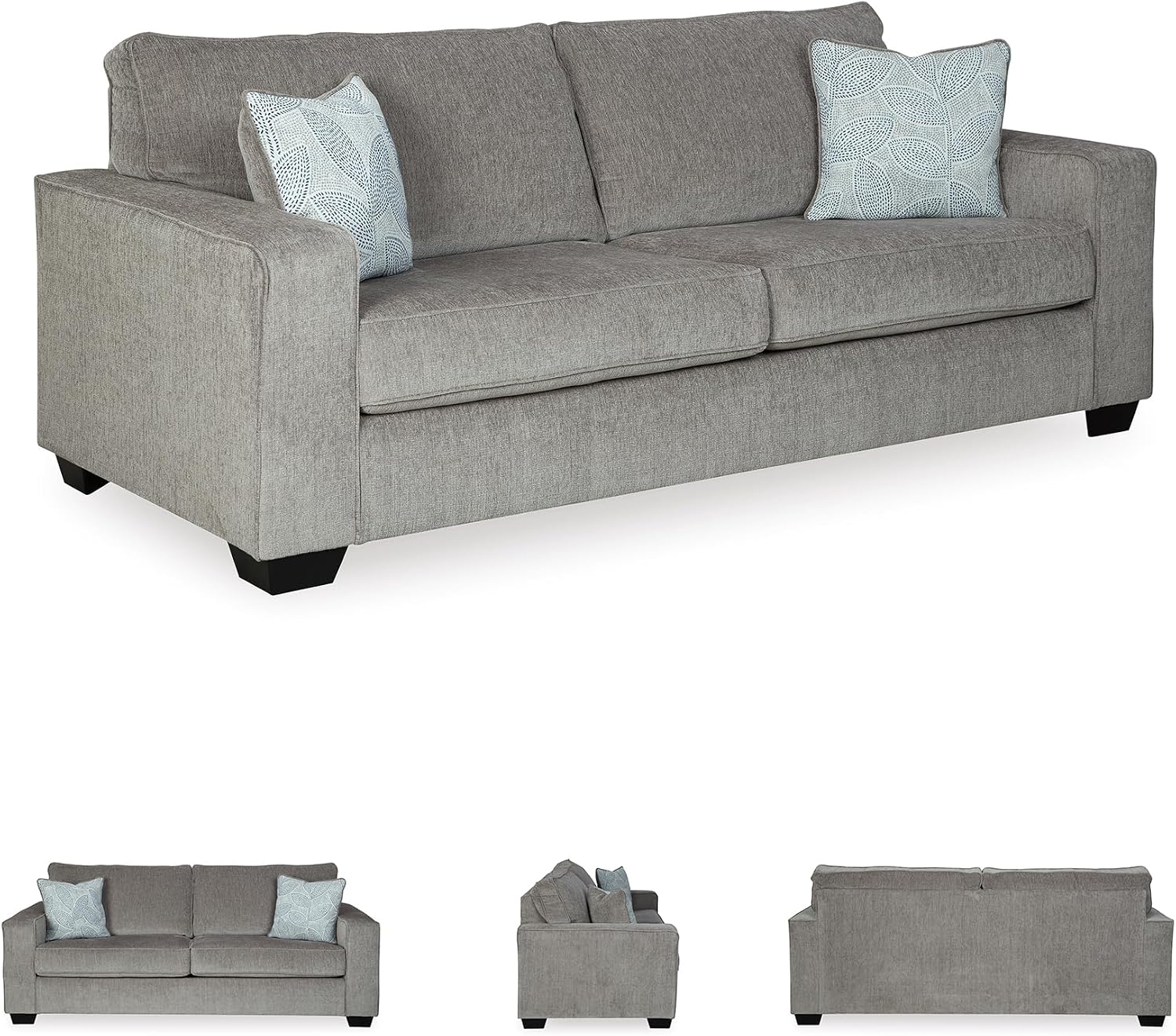 Signature Design by Ashley Altari Modern Sofa with 2 Accent Pillows, Light Gray