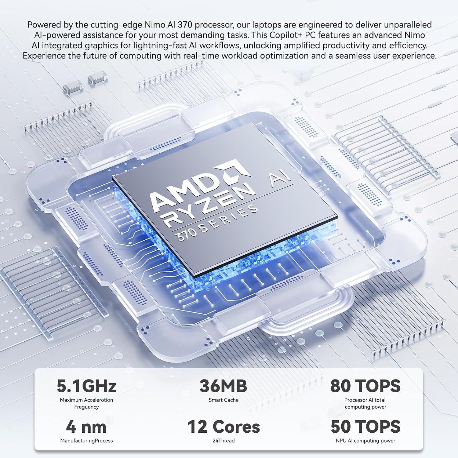 NIMO 17.3' AI Laptop AMD Ryzen AI 9 HX 370 (50 Tops NPU), Radeon 890M Graphics, 64GB DDR5 RAM 1TB PCIe SSD, 144Hz Display, 100W PD USB-C 4.0, Copilot+ Enabled Wi-Fi 6E PC for Working Business Student