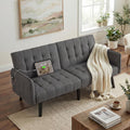 TYBOATLE 65' Convertible Futon Sofa Bed w/ 2 USB, Upholstered Tufted Small Adjustable Folding Couch Loveseat, Modern Mid Century Sleeper Sofa for Living Room, Bedroom, Apartment, Office (Dark Grey)