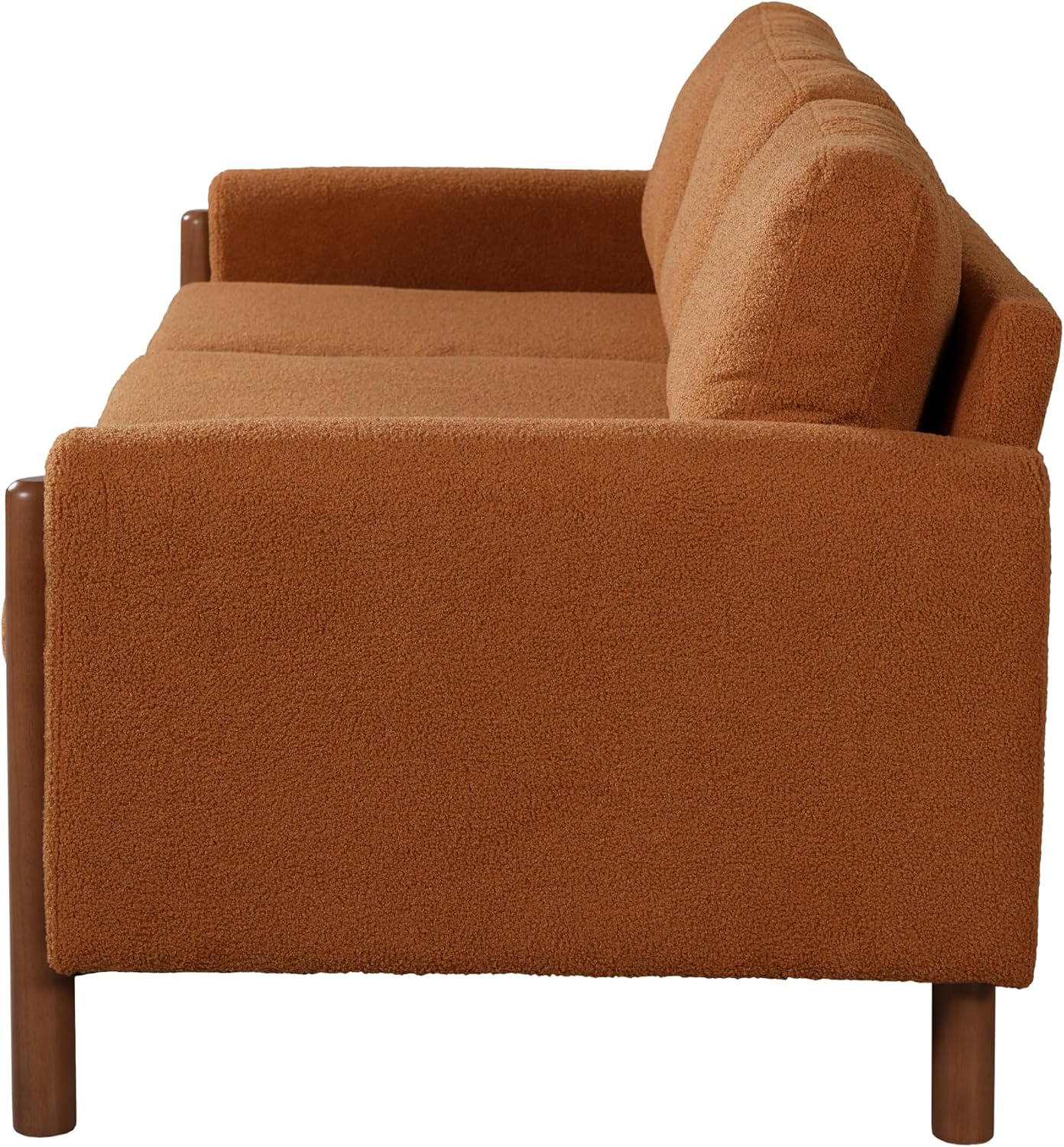 Christopher Knight Home Yadil Teddy Fleece Upholstered 3 Seater Sofa Couch, Wooden Home Sofa Living Room, Comfy Cloud Couch for Bedroom, Home Office, Orange