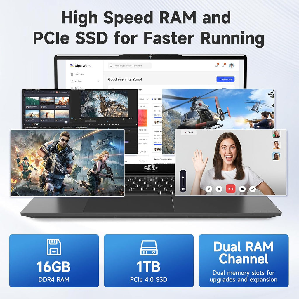 NIMO 15.6' IPS FHD-Business-Laptop, Intel 6 Core i3-1215U 16GB RAM 1TB SSD (Beat i5-1135G7, Up to 4.4GHz) Computer with Backlit Keyboard Fingerprint 65W Type C Wi-Fi 6 Numpad Win 11