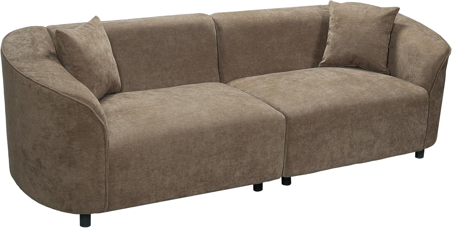 Christopher Knight Home Sabbo 87.50' Modern Sofa Couch, Wooden Home Sofa Living Room, Oversized Cloud Couch for Bedroom, Home Office, Brown
