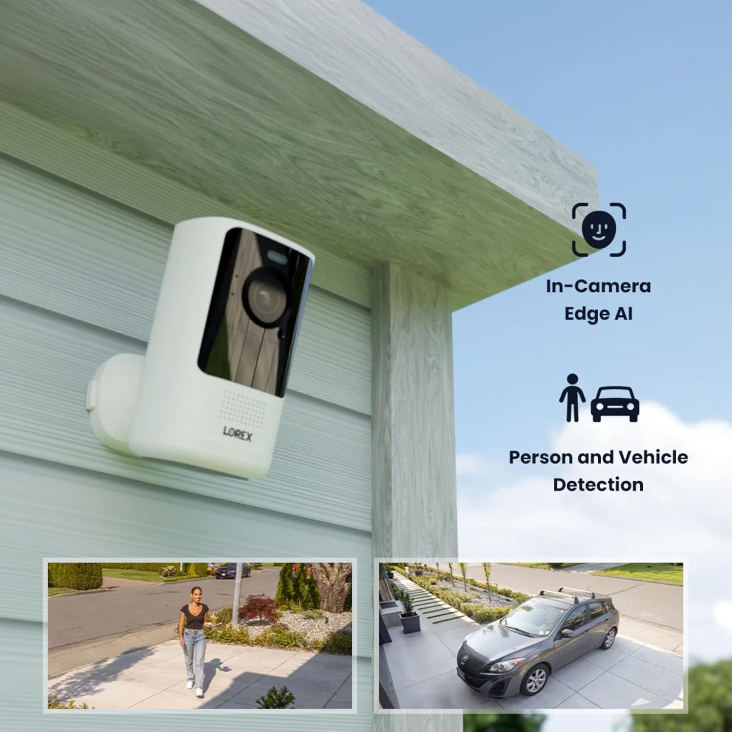 Lorex 4K Battery-Operated Wi-Fi Spotlight Camera | Black | 2-Way Talk | Color Night Vision | Person & Vehicle Detection | Siren | MicroSD Not Included | Cloud-Enabled | IP65 Weatherproof