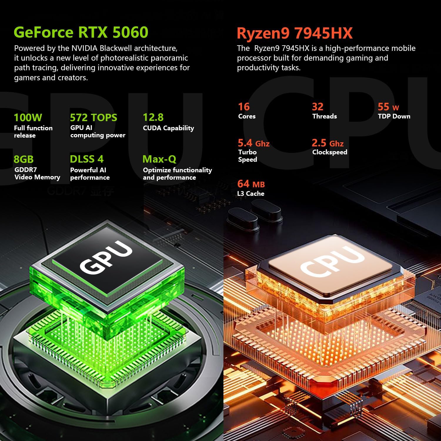 Thunderobot Radiant 16S R9 5060 300Hz Gaming Laptop, 16' QHD+ 2.5K, AMD Ryzen 9 7945HX, GeForce RTX 5060, up to 300Hz Hummingbird Display, 16GB DDR5, 1TB SSD, RGB Backlit KB, Wi-Fi 6, Win 11 Home