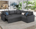 AMERLIFE Sofa Bed, 85 Inch Reversible L Shape Couch with Pull Out Bed & Storage Seat, Oversized Sectional Sleeper Bed for Living Room Apartment, Grey Linen Sleeper Sofa Couch