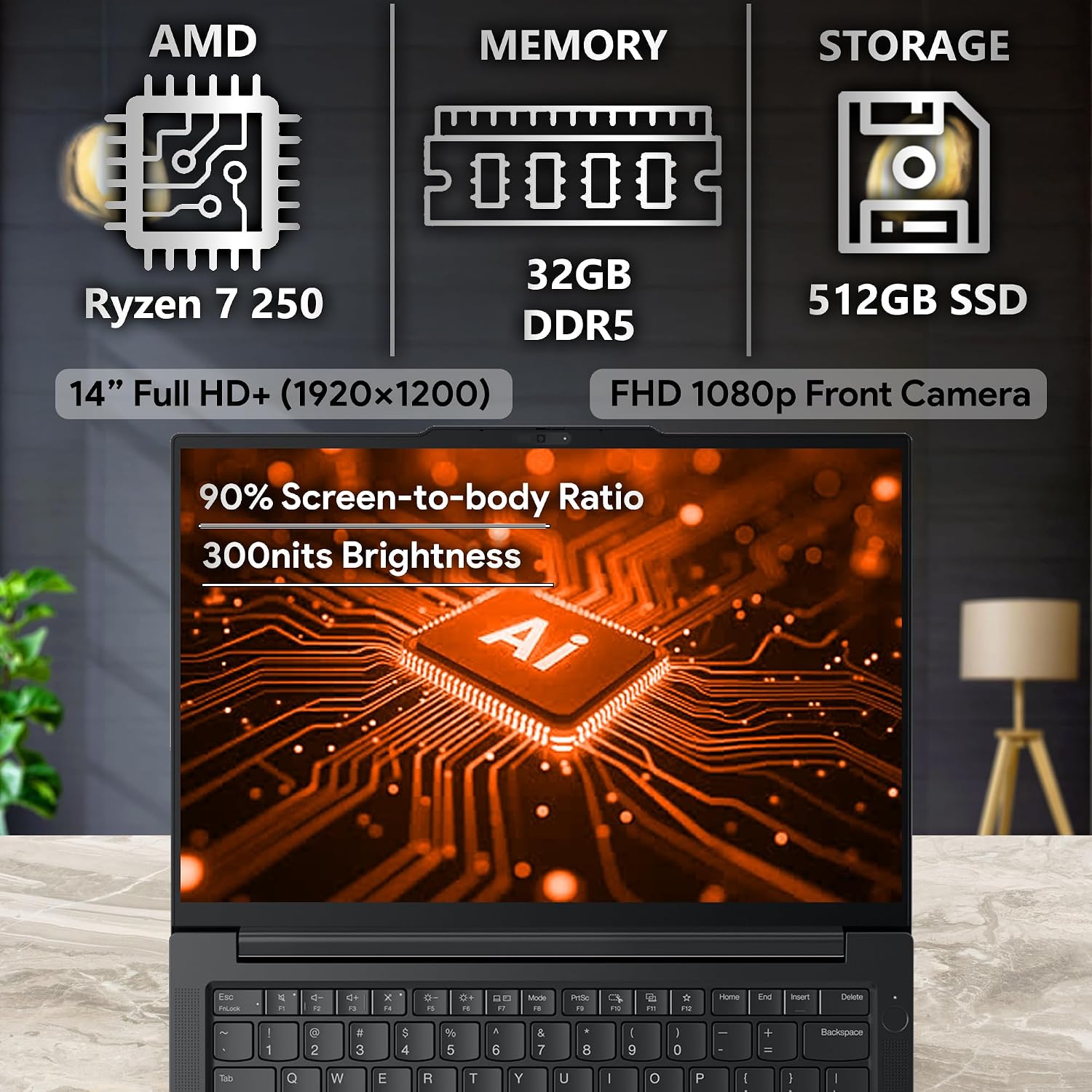 Lenovo ThinkPad E14 Gen 7 Business Laptop, 14' FHD+ Display, AMD Ryzen 7 250 (Beat i7-1255U), 32GB RAM, 512GB SSD, Backlit Keyboard, HDMI, RJ45, Wi-Fi 6E, Windows 11 Pro, Black