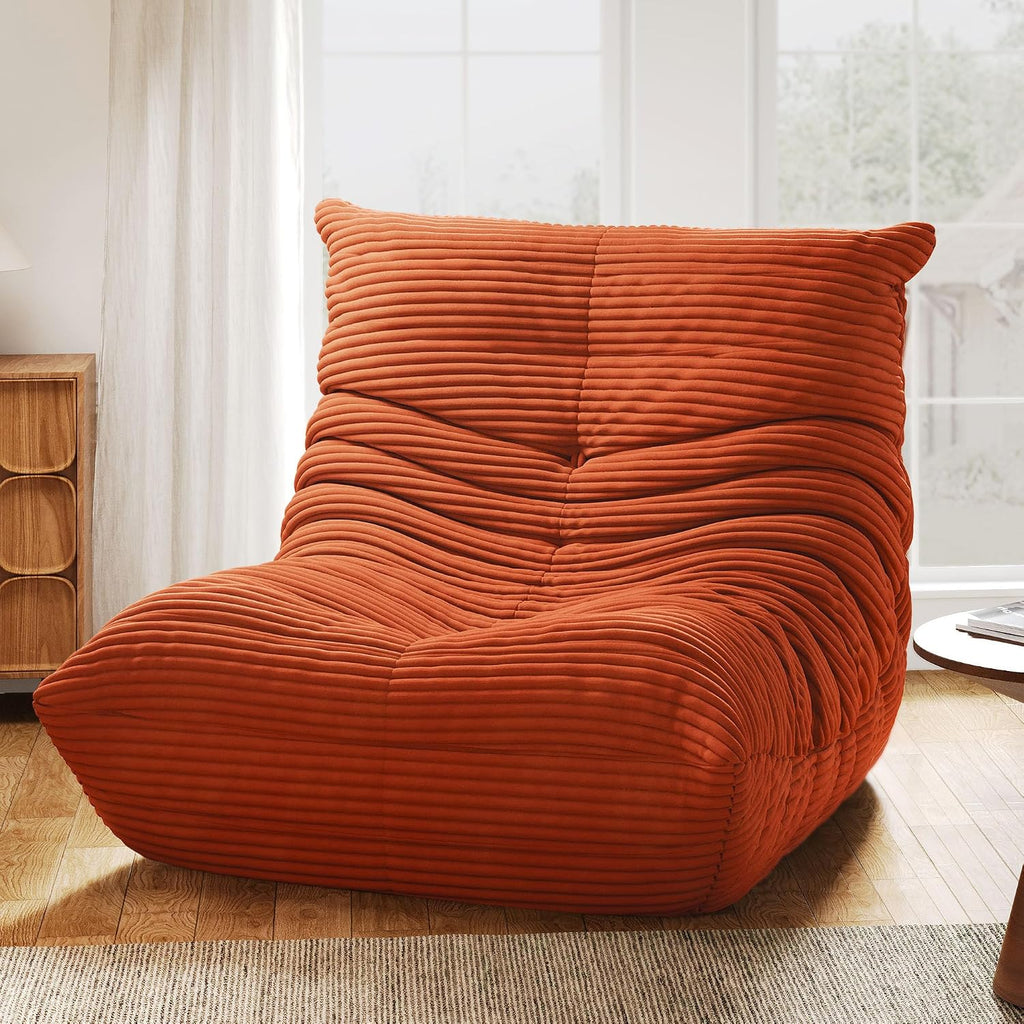YITAHOME Bean Bag Chairs for Adults, Giant Lazy Floor Sofa with Memory Foam, Comfy Cordury Fireside Chair Beanbags for Living Room Apartment Dorm Office, Brown