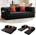 Carzzi-Life 79' Convertible Sofa Bed with Pillows, Corduroy Folding Sleeper Sofa with Fixed-Shape Frame, Boneless Couch for Living Room Bedroom, Floor Sofa Lounge No Assembly Required (Grey)