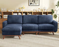 Vesgantti 97' Modular Sectional Sofa Dark Blue, L-Shaped Couch with Movable Ottoman, Comfy Corduroy Couch with Spring Cushion, Modular Sofa with Deep Seat for Living Room, Bedroom and Apartment