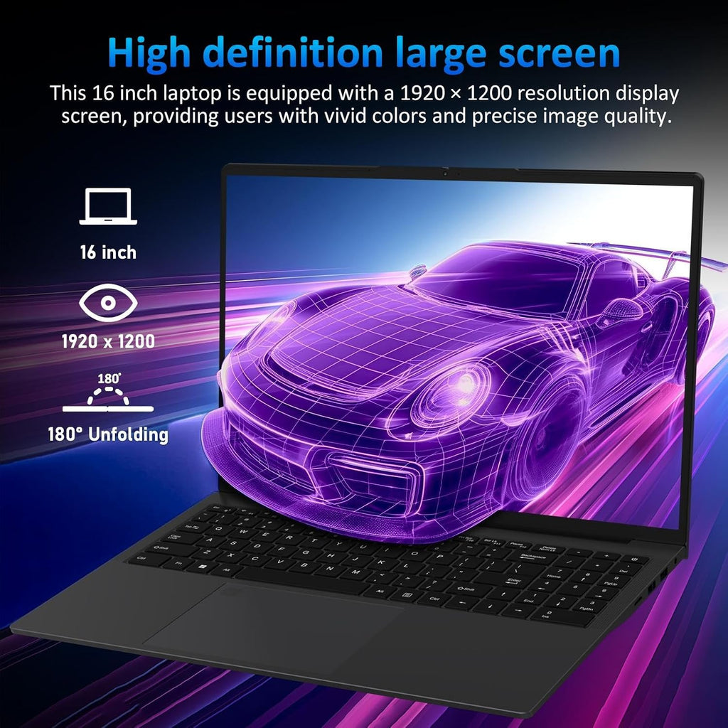 16' IPS FHD Laptop Computer, 16GB RAM 512GB SSD AMD Ryzen 5 3500U(4C/8T,2.0-3.7GHz) Radeon Vega 8 Student-Laptops with 2MP Webcam Fingerprint Backlit Keyboard Numpad for Office Home Study - Grey