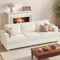 Apicizon 89' 3-Seater Sofa Couch for Living Room, Modern Sofa with Removerable Cover for Apartment Lounge, Comfy Corduroy Sleeper Couch, White