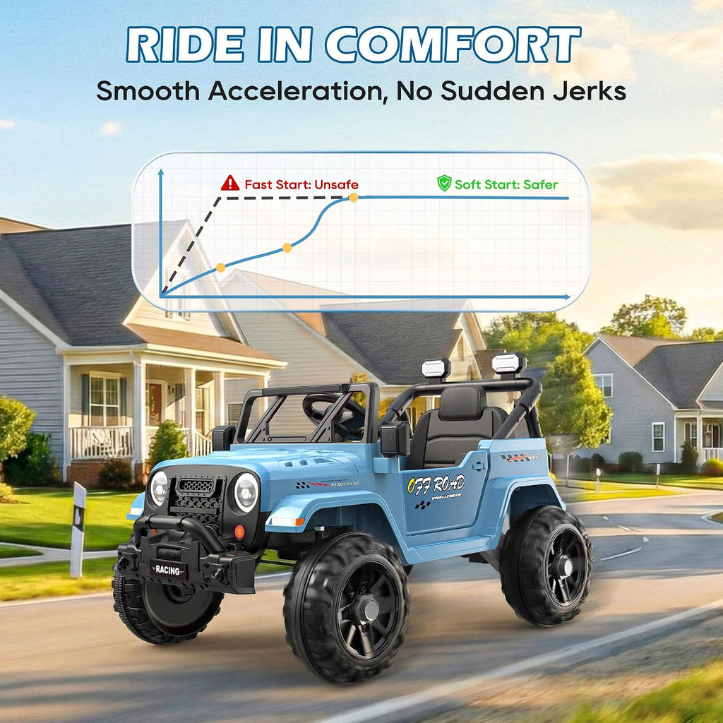 ARBELI 12V Ride On Truck Car with Remote Control, Kids Electric Vehicles with Bluetooth Music, Horn, 3 Speeds, 4 LED Lights, Soft Start, Ride on Toys for Toddler Boys & Girls (Blue)