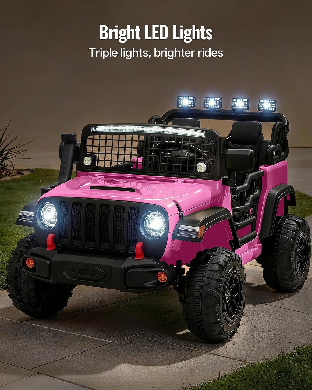 Outfunny 2 Seater Ride on Car Toy, 12V Electric Car for Kids 4-8 with Remote Control, Capacity 110 lb, LED Light - Light Pink