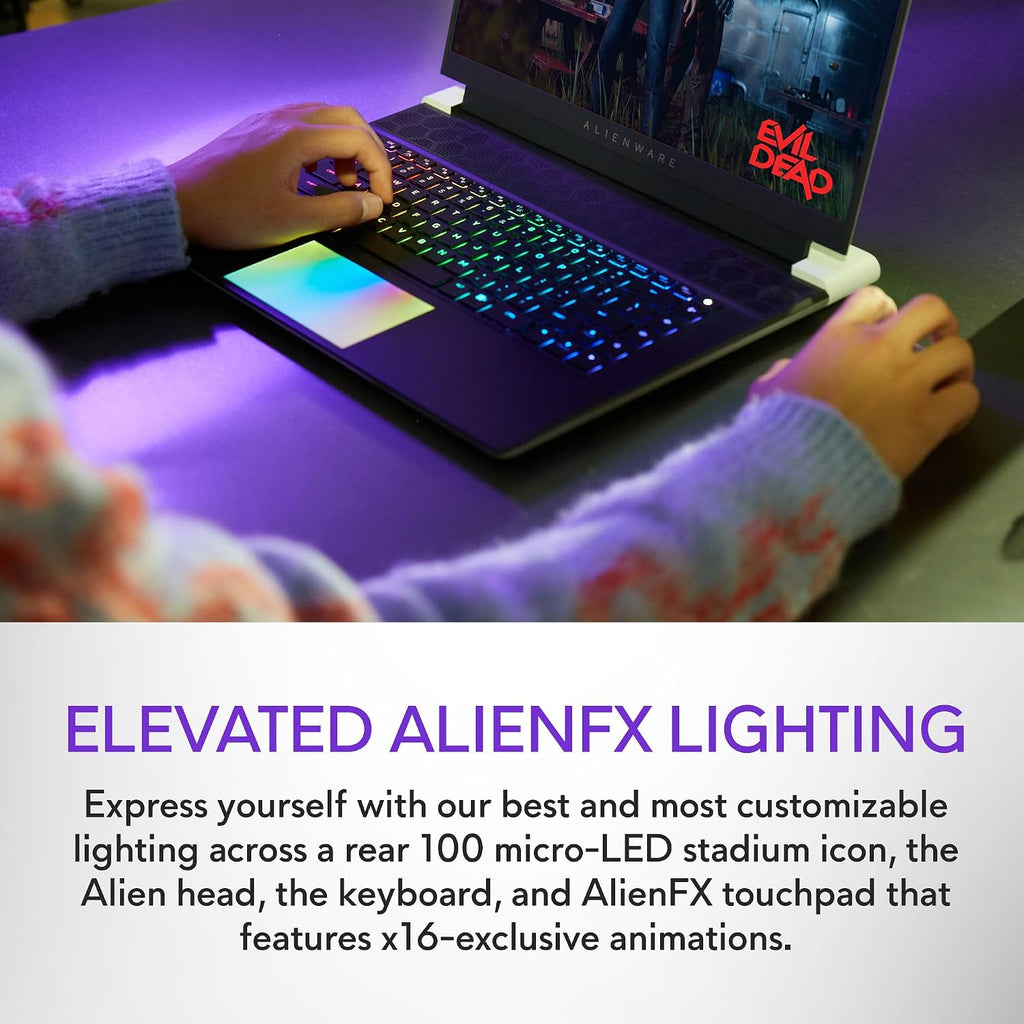 Alienware X16 R2 Gaming Laptop - 16-inch QHD+ 240Hz 3ms Display, Intel Core Ultra 9-185H, 32GB LPDDR5X RAM, 1TB SSD, NVIDIA GeForce RTX 4080 12GB GDDR6, Windows 11 Home, Onsite Service - Lunar Silver