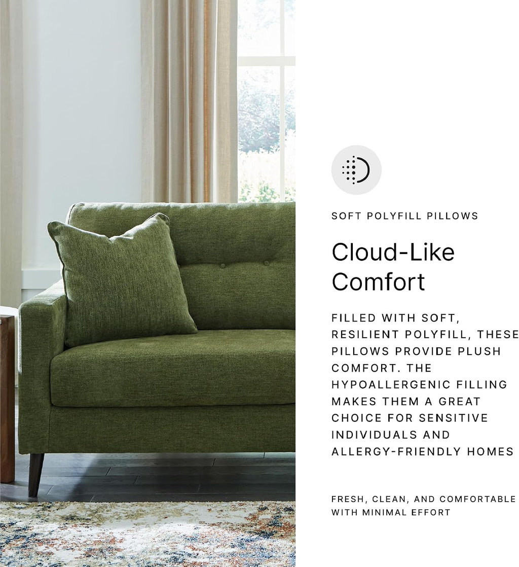 Signature Design by Ashley Bixler Sofa, Mid-Century Modern Sofa with Button-Tufted Back, Durable Foam Cushions, Platform Foundation Support, Polyester Blend Upholstery, Olive