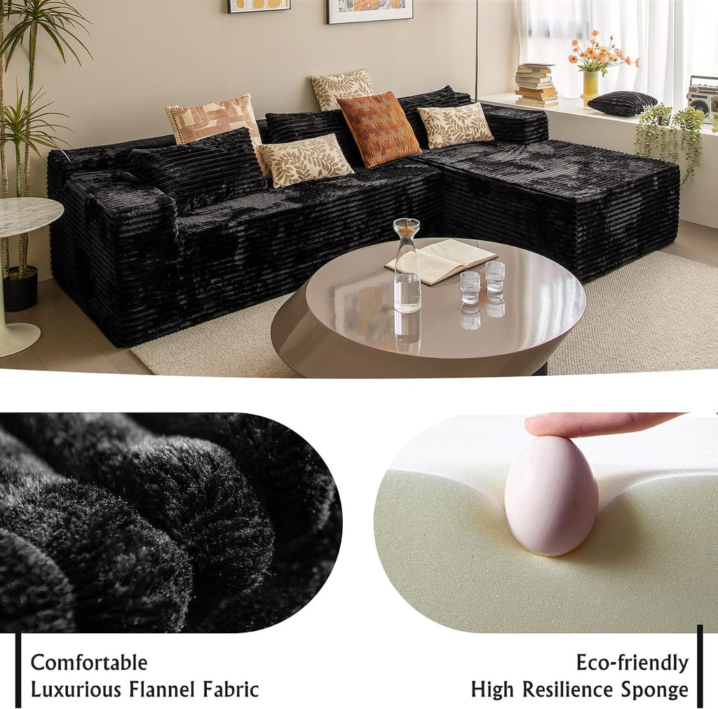 Sectional Couches for Living Room Corduroy Couch, 104' Cloud Sectional Couch with L-Shape Chaise, Modern Modular Sofa, Deep Seat Comfort, No Assembly Required(Plush Corduroy, Right Facing Chaise)