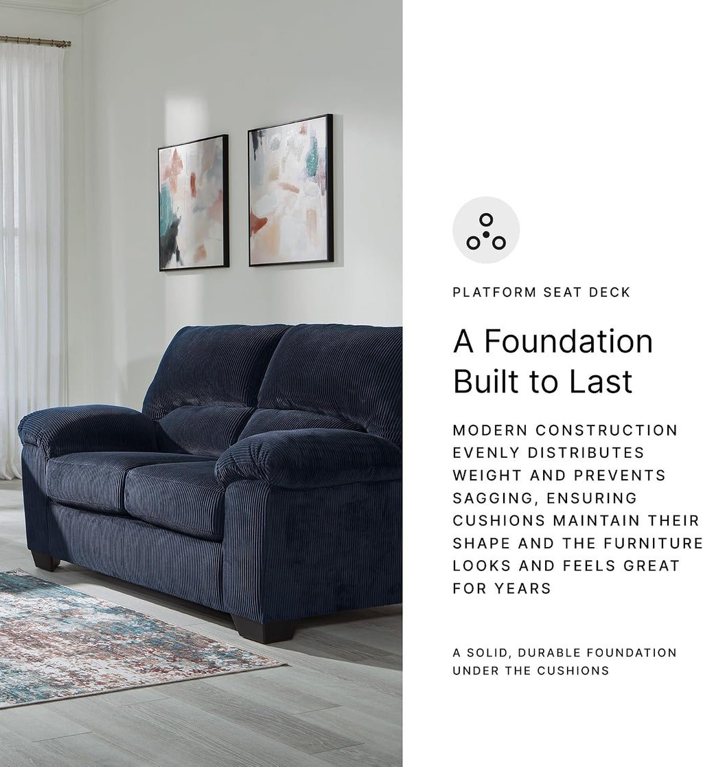 Signature Design by Ashley SimpleJoy Contemporary Loveseat for Living Room, Blue