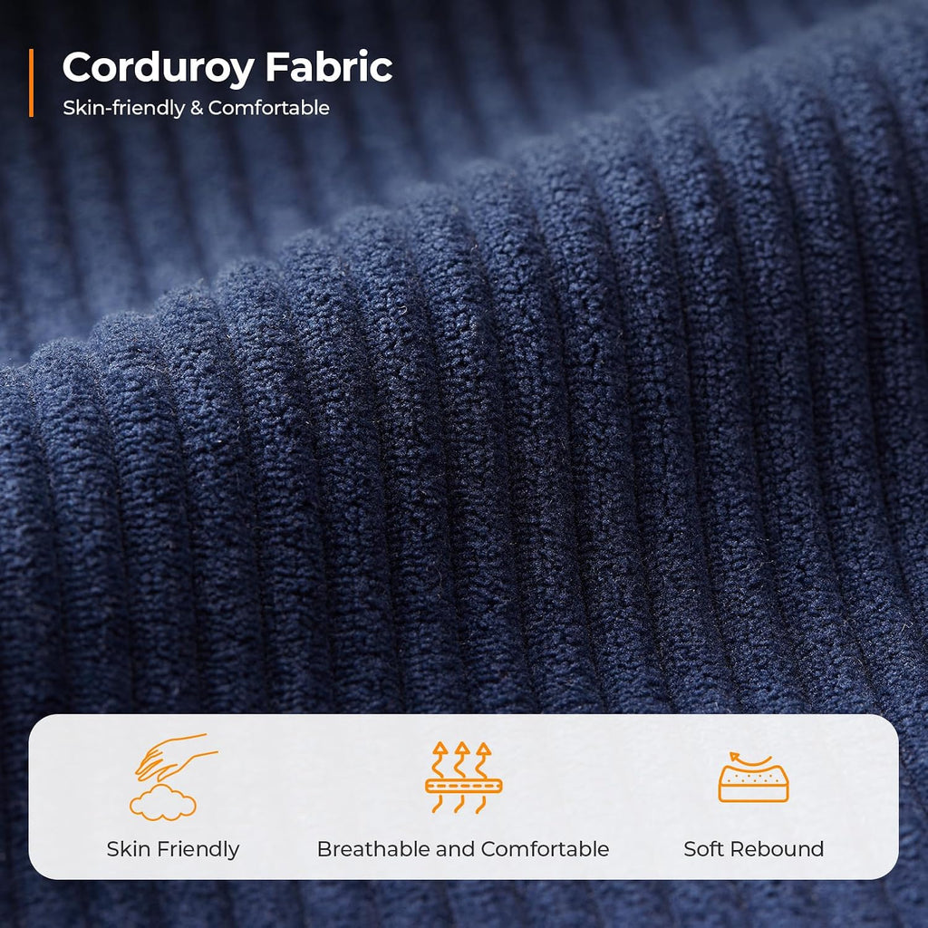 COPIAE 89 Inch Sofa with Extra Deep Seats Oversize, 3 Seater Sofa for Living Room, Modern Couch and Sofa, Comfy Armrests and Seats and Backrests, Easy Installation, Corduroy Fabric Blue