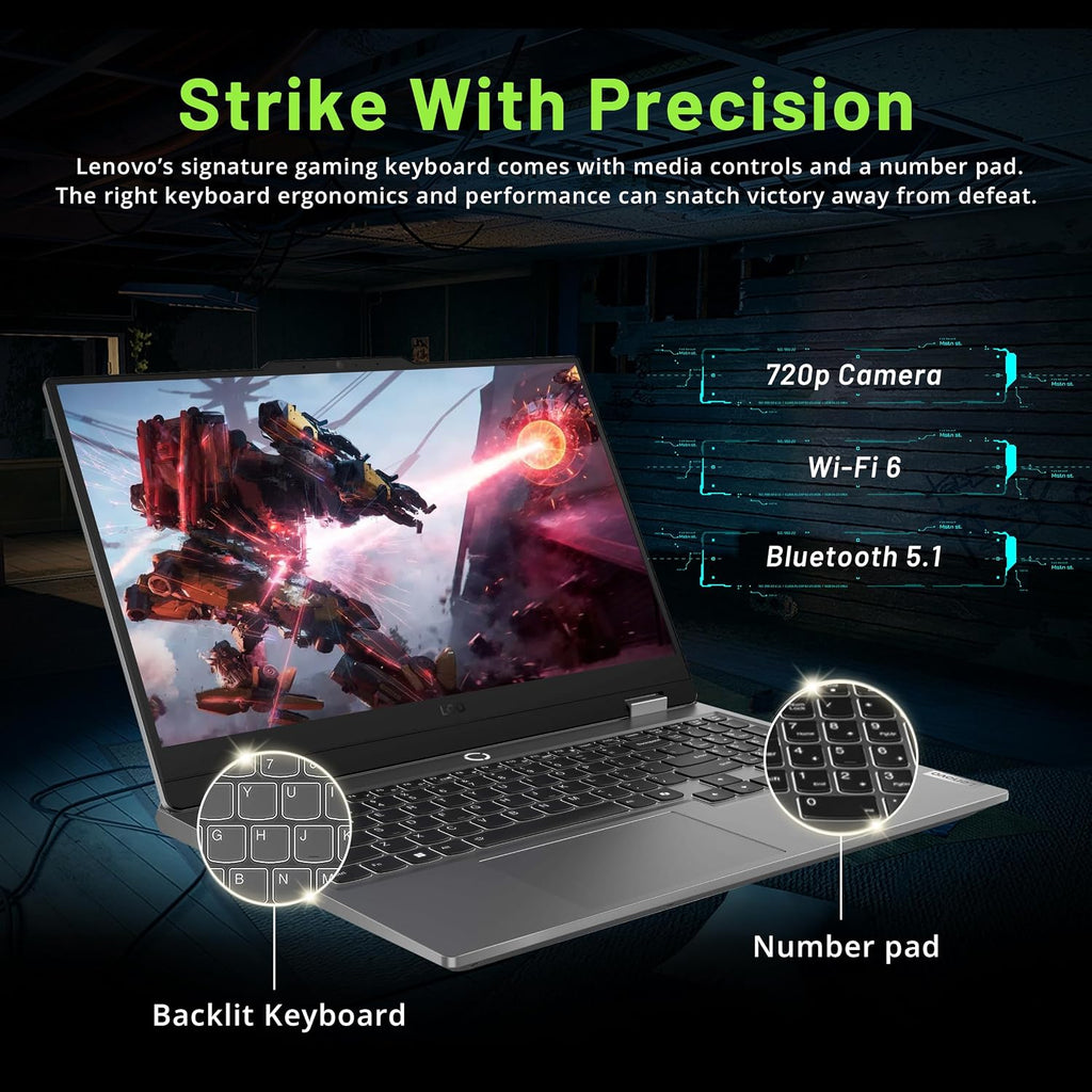 Lenovo LOQ 15.6' 144Hz FHD Gaming Laptop, AMD Ryzen 5 7235HS, NVIDIA GeForce RTX 4050, 12GB DDR5, 512GB PCle SSD, Backlit Keyboard, Numeric Keypad, Wi-Fi 6, Windows 11 Pro, Luna Grey (Renewed)