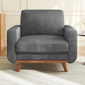 Vesgantti 38.5' Accent Chair Dark Gray, Comfy Corduroy Single Sofa Seat with Spring Cushion, Upholstered Armchair with Deep Seat, Reading Chair for Adults, Modern Sofa for Living Room, Bedroom