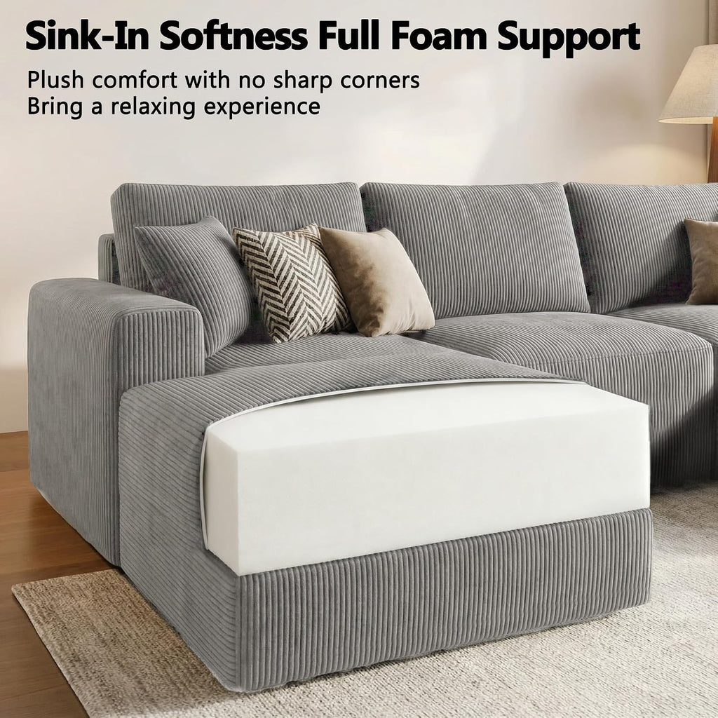Homall Sectional Couches for Living Room, Modern Boneless Couch with Deep Seat, Upholstered Cloud Sofa, No Assembly Required (Grey, L Shaped Sofa)